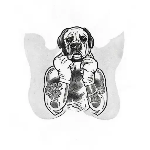 old timey boxer with buffalo head  tattoo design idea