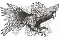 black cockatoo flying tattoo design idea
