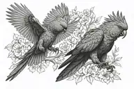black cockatoo flying tattoo design idea