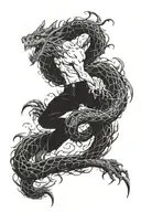 a man born from tornado and dragon wrapped tattoo design idea