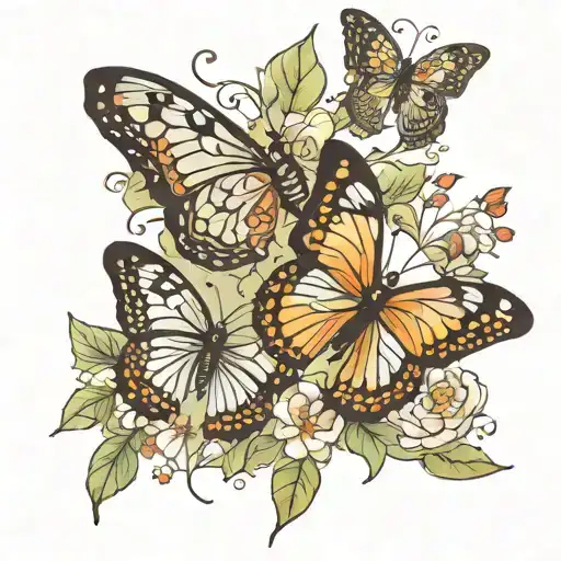 sentence enjoy the butterflies flying tattoo design idea