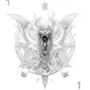 Create a tattoo featuring a cutting mechanic surrounded by a swarm of menacing dragon creatures inspired by Yu-Gi-Oh tattoo design idea