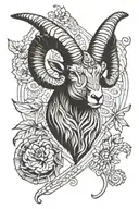clover and leaf and aries horn Ram Standing tattoo design idea