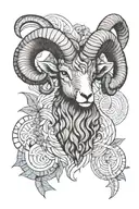 clover and leaf and aries horn Ram Standing tattoo design idea