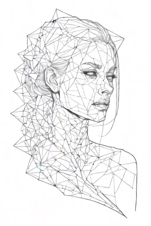 geometric, depressing, female, suicidal, dark, skeletal tattoo design idea