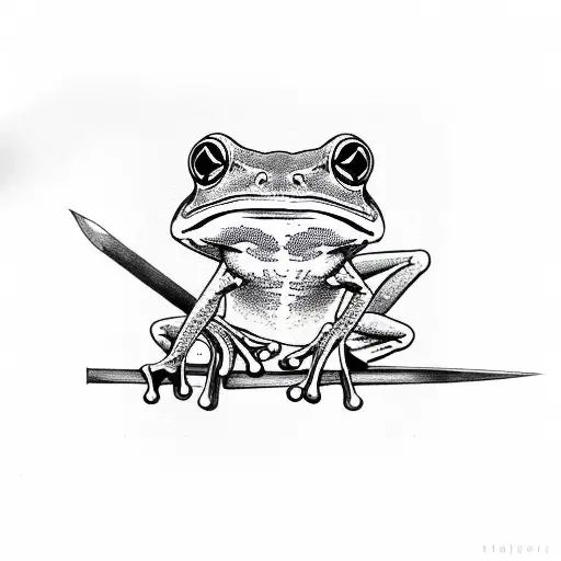 tree frog with sword tattoo design idea