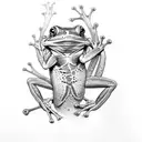 tree frog with sword tattoo design idea