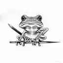 tree frog with sword tattoo design idea