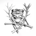 tree frog with sword tattoo design idea