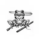 tree frog with sword tattoo design idea