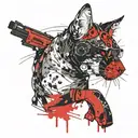cat and gun tattoo design idea