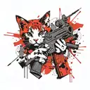 cat and gun tattoo design idea