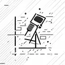 comedy club with bar stool, microphone and brick wall tattoo design idea