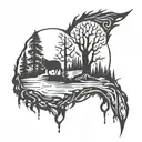 dark gothic forest  tattoo design idea