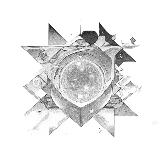 dawn, stars, clouds tattoo design idea