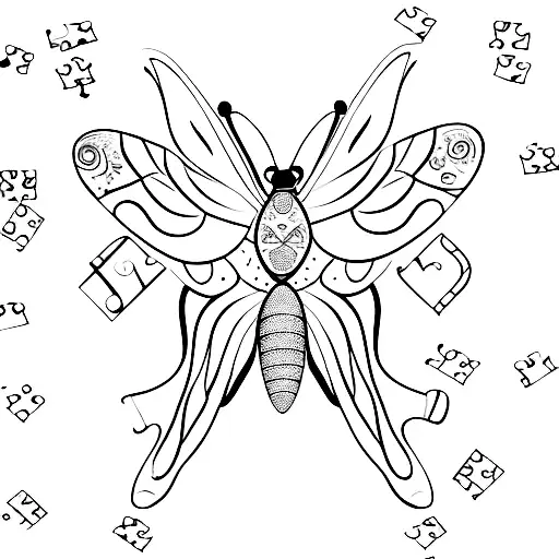 A realistic depiction of a butterfly with puzzle pieces forming its wings, symbolizing autism awareness tattoo design idea