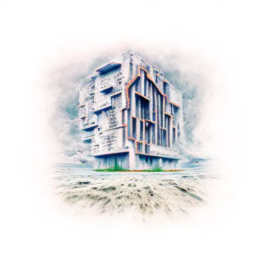 infinity time, apocalipse, abandoned building  tattoo design idea