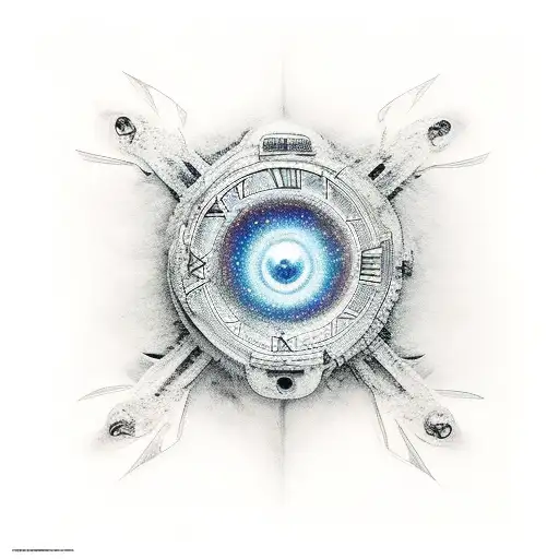 infinity time, apocalipse, abandoned building  tattoo design idea