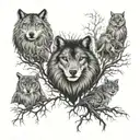 life tree, wolf, phoenix, owl, wolf, lion tattoo design idea