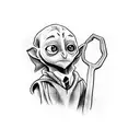 Harry Potter theme with Dobby snapping his fingers tattoo design idea