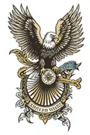 eagle holding shield and compass tattoo design idea