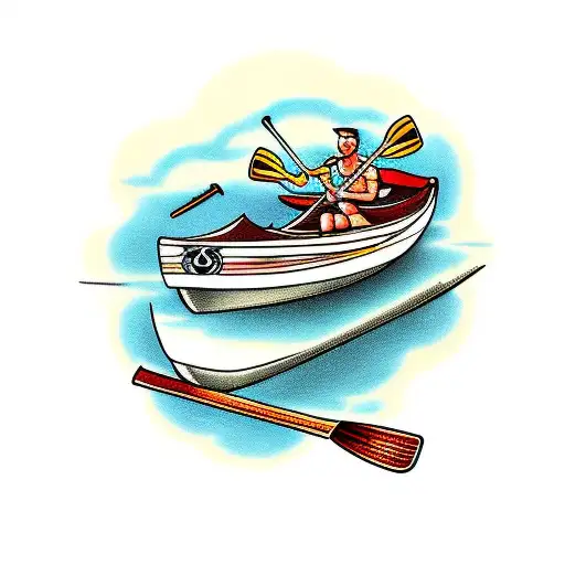 rowboat with oar tattoo design idea