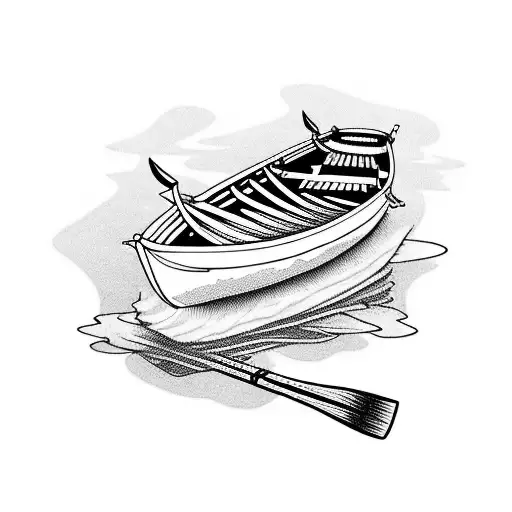 rowboat with oar tattoo design idea