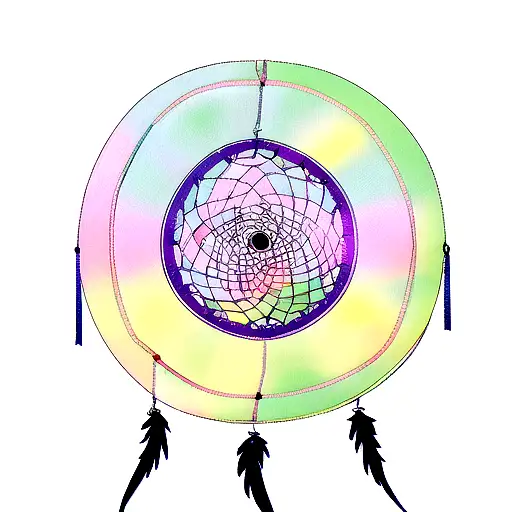 Bold lines Colored Dream catcher tattoo design idea