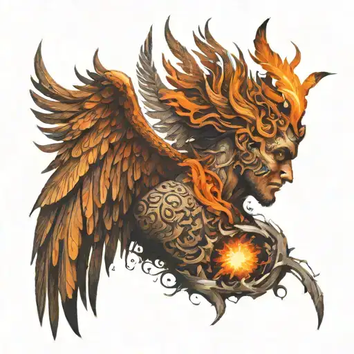 phoenix rising, life is struggle, displaced warrior collage  tattoo design idea