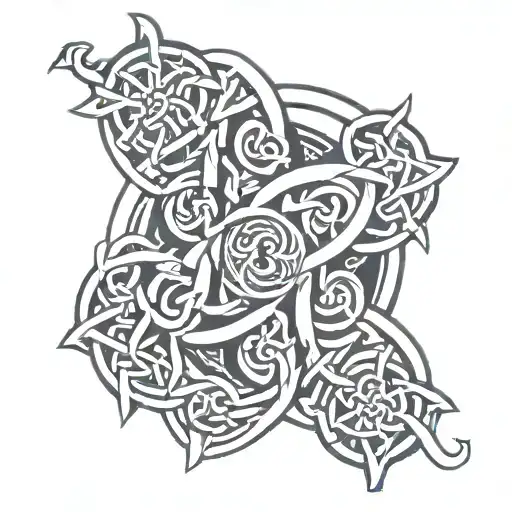 A Celtic knotwork design incorporating symbols of overcoming struggles tattoo design idea