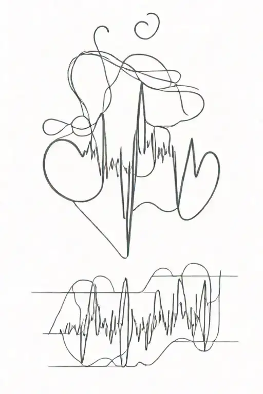 sound frequency of a heart beat line tattoo design idea