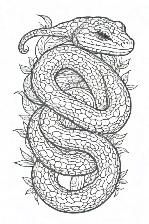 small ball python snake, simple position, with that goes around the arm vegetation tattoo design idea