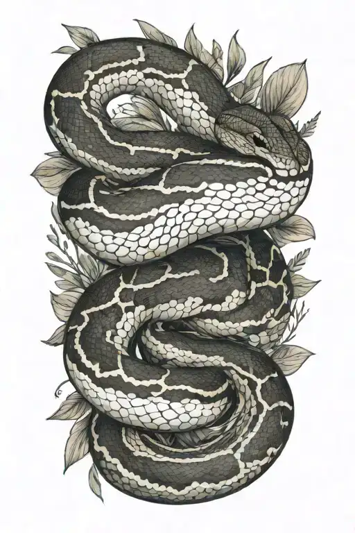 small ball python snake, simple position, with that goes around the arm vegetation tattoo design idea