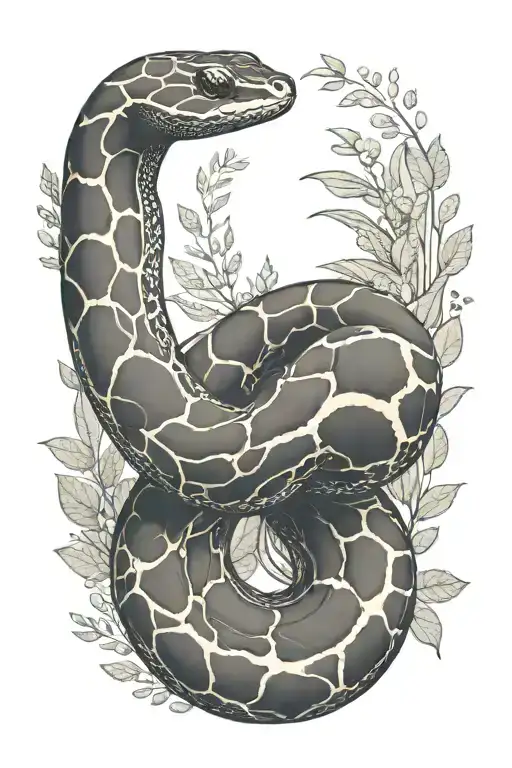 small ball python snake, simple position, with that goes around the arm vegetation tattoo design idea