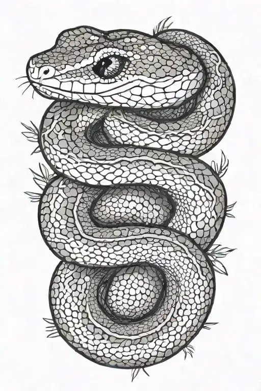 small ball python snake, simple position, with that goes around the arm vegetation tattoo design idea
