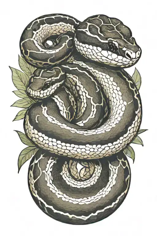 small ball python snake, simple position, with that goes around the arm vegetation tattoo design idea