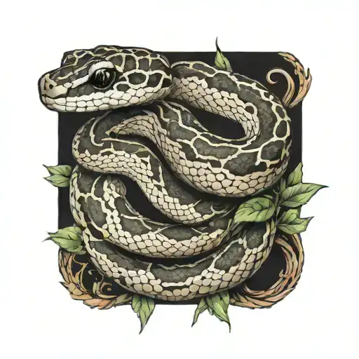 ball python snake with vegetation tattoo design idea