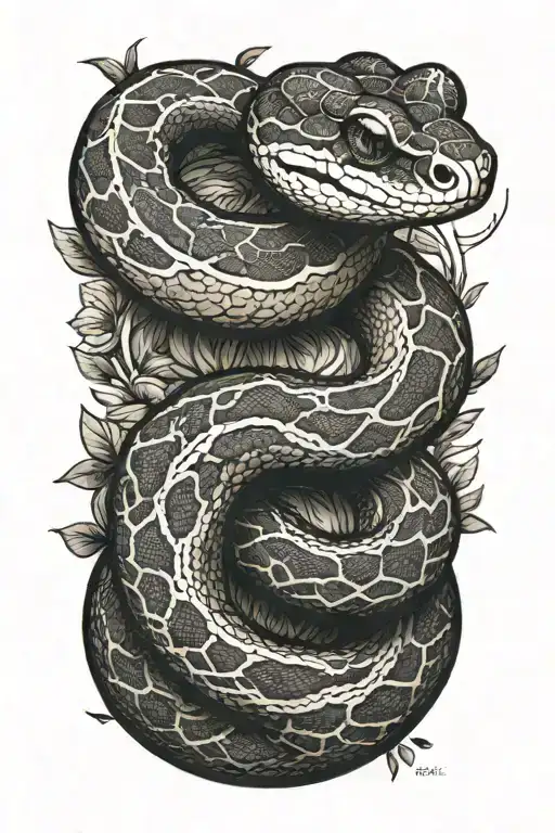 small ball python snake, simple position, with that goes around the arm vegetation tattoo design idea