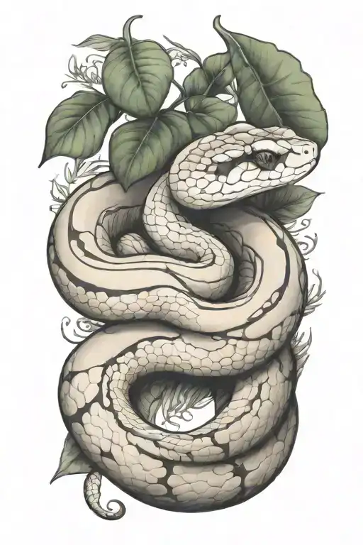 small ball python snake, simple position, with that goes around the arm vegetation tattoo design idea