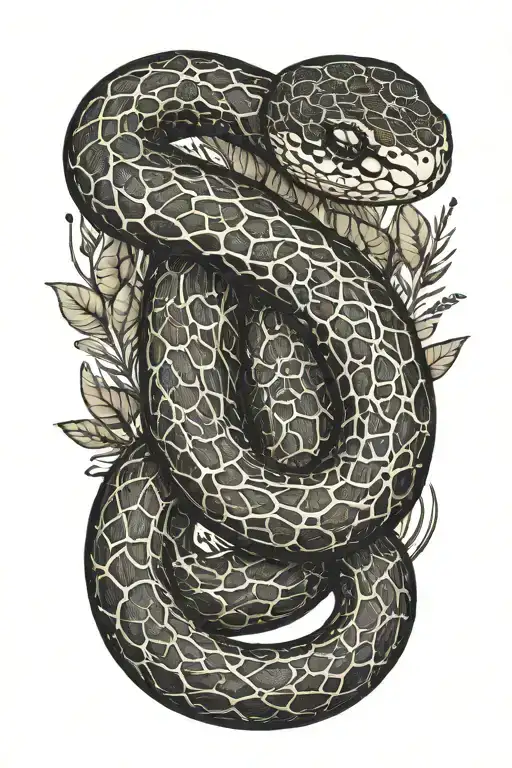 small ball python snake, simple position, with that goes around the arm vegetation tattoo design idea
