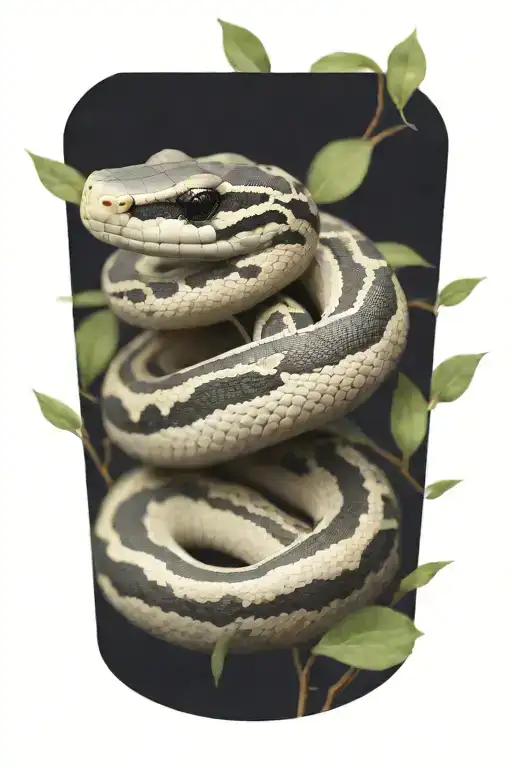 small ball python snake, simple position, with that goes around the arm vegetation tattoo design idea