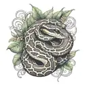 ball python snake with vegetation tattoo design idea