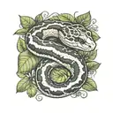 ball python snake with vegetation tattoo design idea