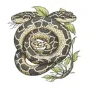 ball python snake with vegetation tattoo design idea