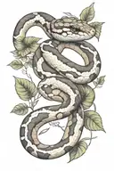 small ball python snake, simple position, with that goes around the arm vegetation tattoo design idea