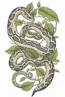 small ball python snake, simple position, with that goes around the arm vegetation tattoo design idea