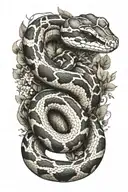 small ball python snake, simple position, with that goes around the arm vegetation tattoo design idea