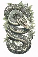 small ball python snake, simple position, with that goes around the arm vegetation tattoo design idea