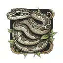 ball python snake with vegetation tattoo design idea