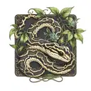 ball python snake with vegetation tattoo design idea